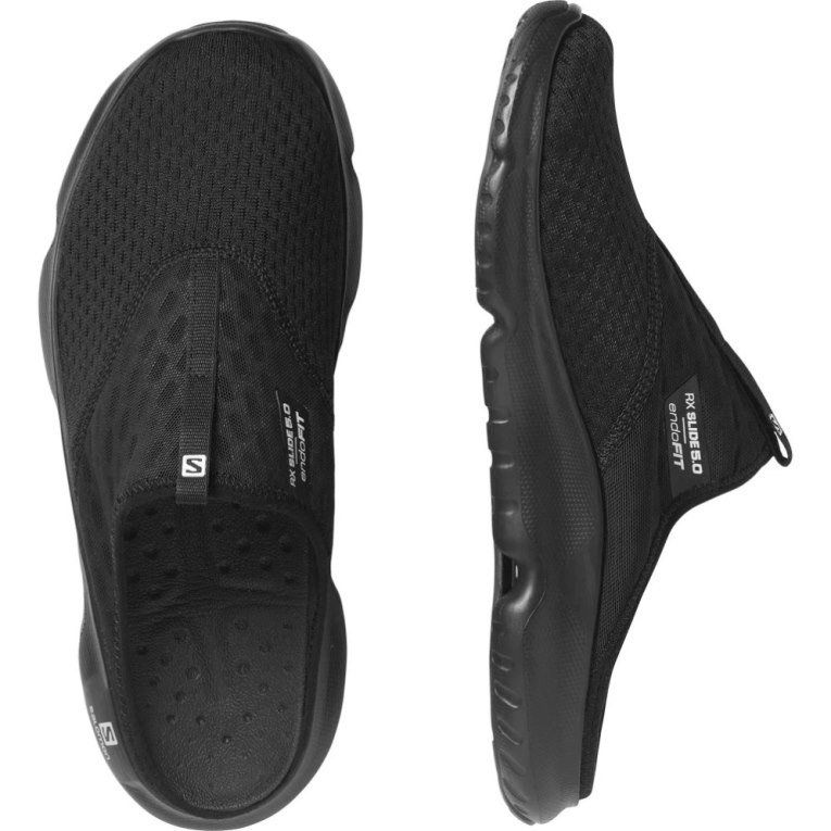 Black Salomon Reelax 5.0 Men's Slides | PH 86521A